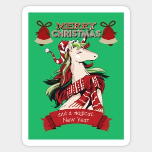 Merry Christmas Unicorn Magnet